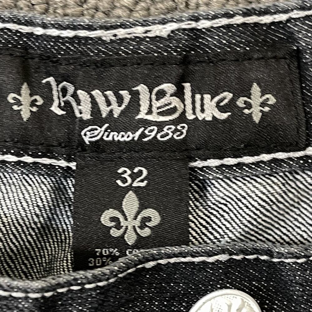Raw Blue Shorts Mens Size 32 Denim Y2K Hiphop Baggy - Picture 5 of 13